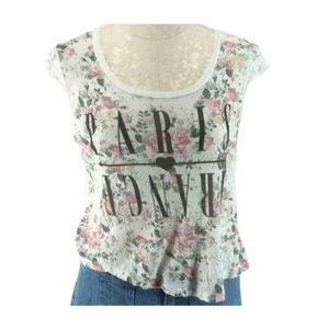 Rue21 Paris France thin lace‎ floral medium Shirt
